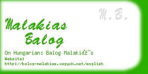 malakias balog business card